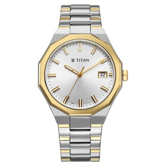 Titan, Men, Analog, Watch, Silver Dial, Stainless steel Strap, 90212BM01