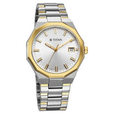 Titan Regalia Men's Analog Watch Silver Dial With Two Toned Stainless Steel Band , 90212BM01