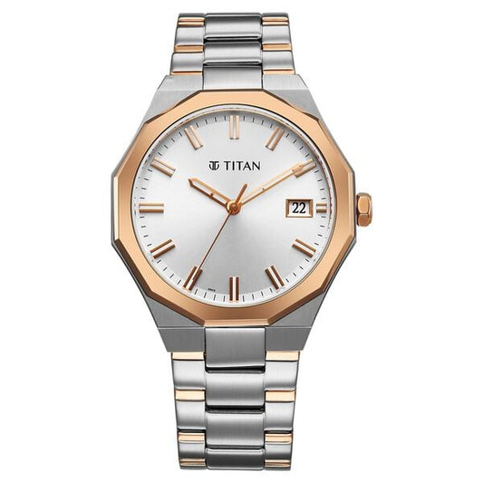 Titan, Men, Analog, Watch, Silver Dial, Stainless steel Strap, 90212KM01