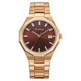 Titan Regalia Men's Analog Watch Brown Dial With Rose Gold Stainless Steel Band , 90212WM01