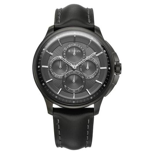Titan, Men, Analog, Watch, Anthracite Dial, Leather Strap, 90217QL01