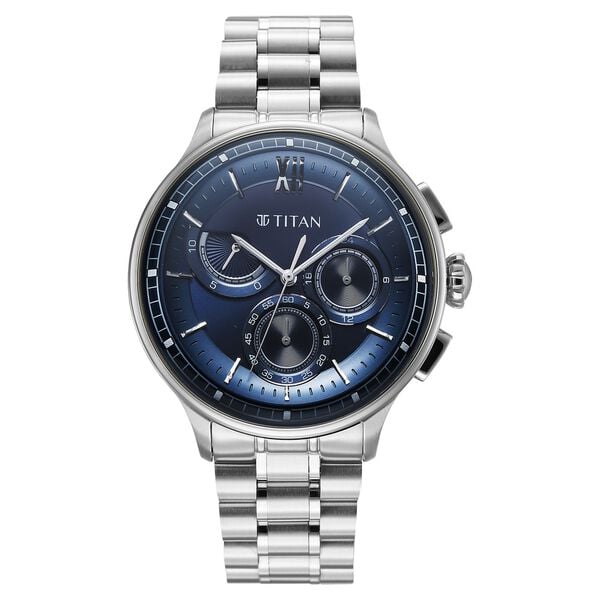 Titan, Men's, Analog Watch, Blue Dial, with Stainless Steel Band, TI-90218SM02