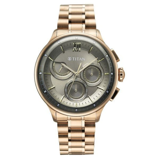 Titan, Men's, Analog Watch, Gold Dial, with Stainless Steel Band, TI-90218WM01