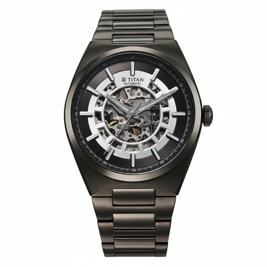 Titan, Men, Analog, Watch, Gun Dial, Stainless steel Strap, 90221QM02
