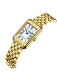 Lee Cooper Women's Analog Watch with White Mother Of Pearl Dial and Gold Stainless Steel Band, LC08135.120