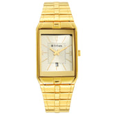 Titan Men's Watch Champagne Dial Gold Stainless Steel Strap Watch, 9151YM07