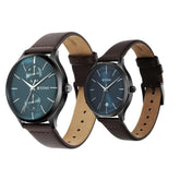 Titan Bandhan Couple's Watch Analog Green Dial with Brown Leather Strap, 9400QL01P