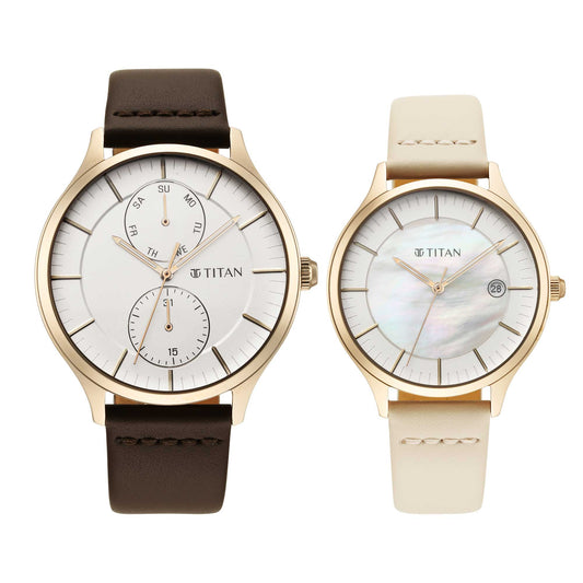 Titan, Unisex, Analog, Watch, Black Dial, Leather Strap, 9400WL01P