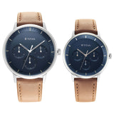 Titan Modern Bandhan Couple's Watch Analog Blue Dial with Brown Leather Strap, 94006SL01P