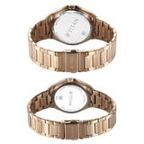 Titan Modern Pair Unisex Quartz Analog Couple Watch Set, Anthracite Dial, Gold Stainless Steel Strap - product image 2