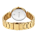 Titan Women's Stellar Moon Phase Watch Green Dial With Gold Stainless Steel Band, 95086YM01