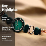 Titan Raga Ceramics Women's Watch Analog Green Dial With Green Stainless Steel Band, 95146KD02