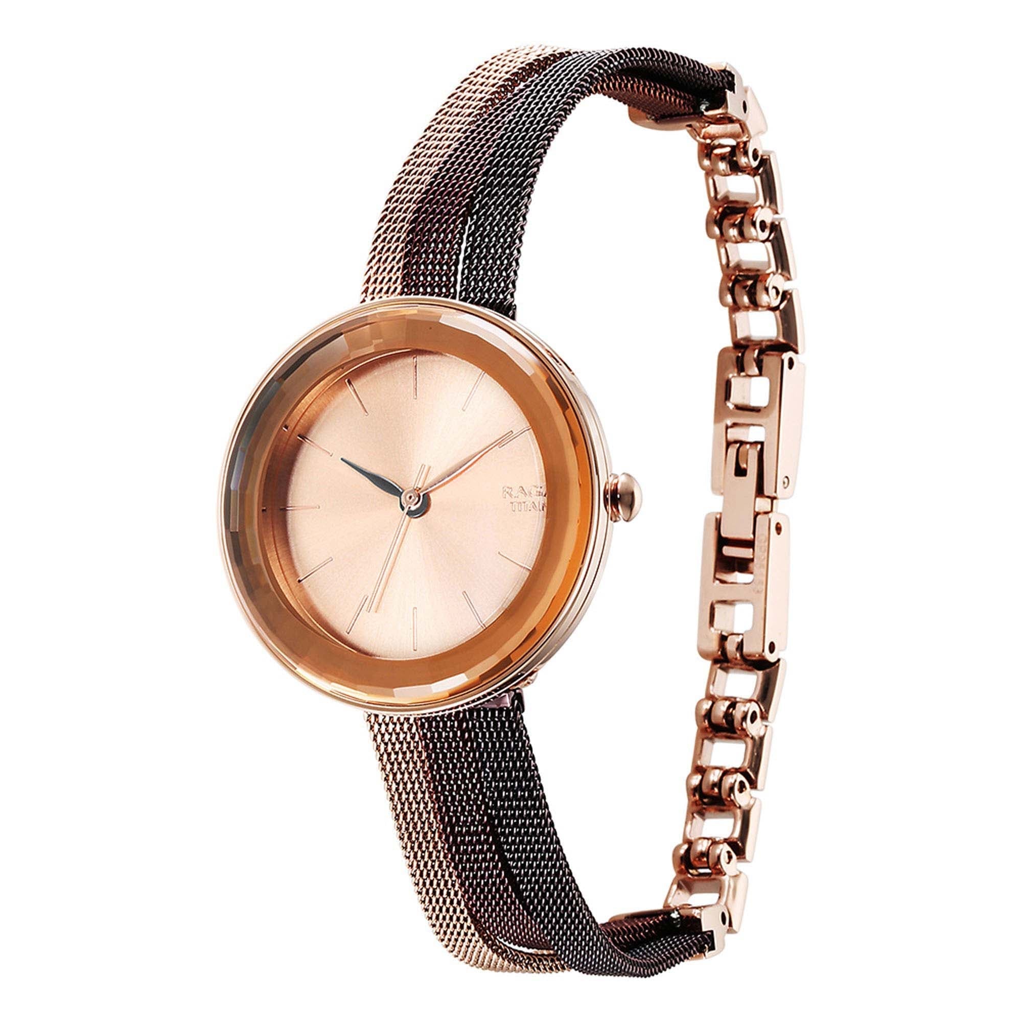 Titan Raga Delight Women's Watch Rose Gold Dial With Rose Gold Stainless Steel Band, 95153 - view 3