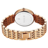 Titan Eternal Quartz Analog Women's Watch With Pink Dial and Rose Gold Metal Strap Watch, 95187WM01