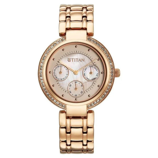 Titan, Men's, Analog Watch, Gold Dial, with Stainless Steel Band, TI-95187WM02
