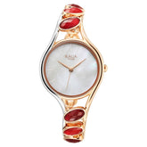 Titan Raga New You Women's Watch Analog Mother Of Pearl Dial With Garnet Stone Bi-Metal Band, 95190KM01