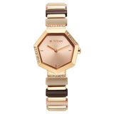 Titan Glitz Women's Watch Rose Gold Dial with Metal & Plastic Band, 95207WD01