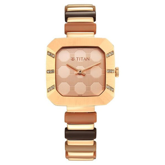 Titan, Women, Analog, Watch, Gold Dial, Stainless steel Strap, 95208WD01