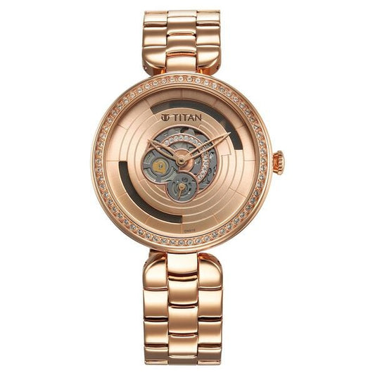 Titan, Women, Analog, Watch, Gold Dial, Stainless steel Strap, 95229WM01