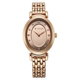 Titan Aura Women's Analog Watch Rose Gold Pearl Dial With Gold Stainless Steel Band, 95242WM01