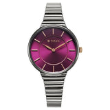 Titan Aura Women's Watch Analog Purple Dial with Silver Stainless Steel Band, 95245KM01