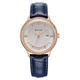 Titan Bright Leathers Women's Watch Analog Silver Dial with Blue Leather Strap, 95247WL06