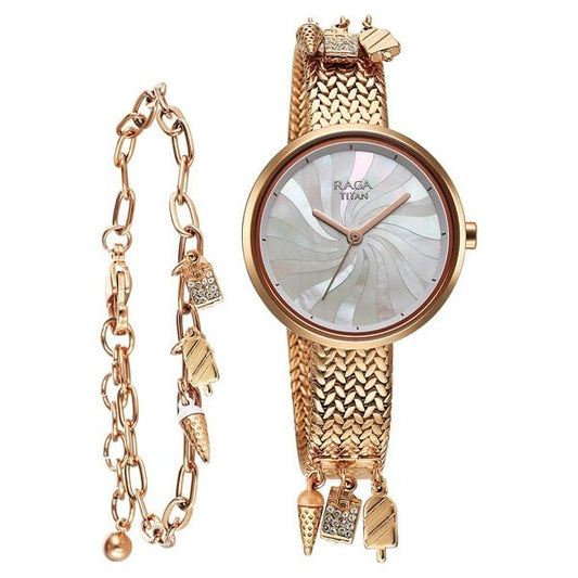 Titan, Women, Analog, Watch, Mother of pearl Dial, Stainless steel Strap, 95253WM01