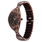 Titan Raga Women's Watch Analog Mother of Pearl Dial with Brown Stainless Steel Band, 95254QM01