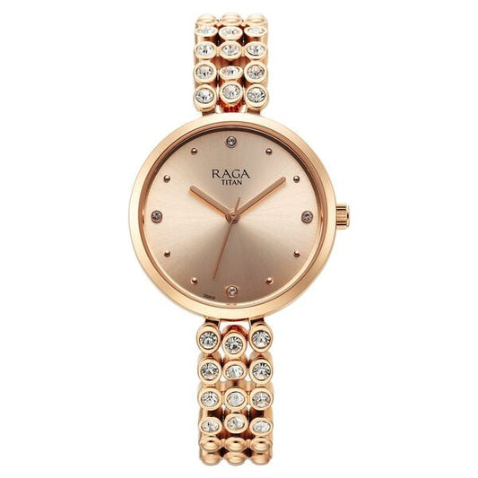 Titan, Women, Analog, Watch, Gold Dial, Stainless steel Strap, 95262WM01