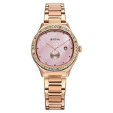 Titan Glamour Women's Analog Watch Mother Of Pearl Dial With Rose Gold Stainless Steel Band, 95289WM01