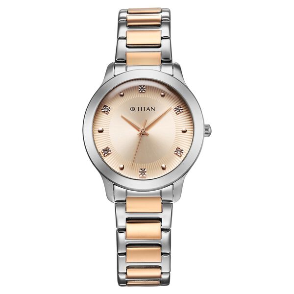 Titan Horizon Women's Watch Analog Rose Gold Dial with Two-Toned Stainless Steel Band, 95299KM01