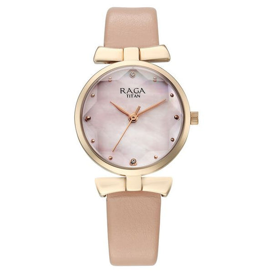 Titan, Women, Analog, Watch, Pink Dial, Leather Strap, 95308WL01