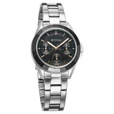 Titan Glamour Quartz Multifunction Analog Women's watch with Black Dial and Silver Stainless Steel Strap, 95315KM01