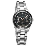 Titan Glamour Quartz Multifunction Analog Women's watch with Black Dial and Silver Stainless Steel Strap, 95315KM01