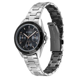 Titan Glamour Quartz Multifunction Analog Women's watch with Black Dial and Silver Stainless Steel Strap, 95315KM01