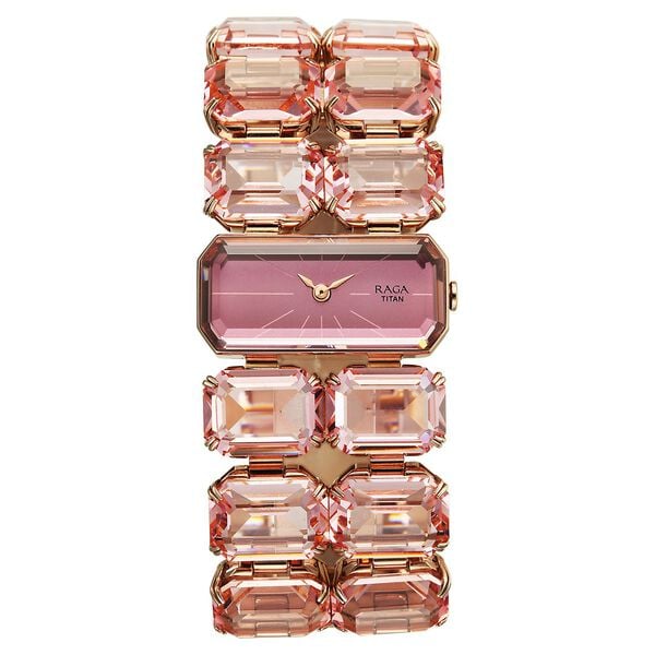 Titan Raga Cocktails Quartz Analog Women's Watch with Rose Gold Dial and Stainless Steel Strap, 95320WM02