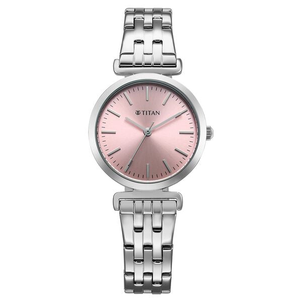 Titan Workmode Quartz Analog Women's Watch With Pink Dial and Stainless Steel Strap,95321SM01