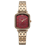 Titan Purple Metro Quartz Analog Women's Watch with Red Dial and Rose Gold Plated Stainless Steel Strap, 95323WM01