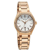 Titan Glamour Women's Quartz Analog Watch White Dial With Rose Gold Stainless Steel Strap, 95326WM01