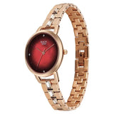 Titan Raga Glimmers Quartz Analog Women's Watch with Red Mother of Pearl Dial and Rose Gold Metal Strap, 95327WM01