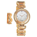 Titan Raga Glimmers Quartz Analog Women's Watch with Mother of Pearl Dial and Rose Gold Metal Strap, 95329WM01