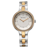 Titan TI-95333KM01 white dial women watch