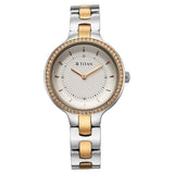 Titan TI-95333KM01 white dial women watch