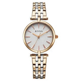 Titan Work Mode Quartz Analog Women's Watch With Silver Dial and Two Tone Stainless Steel Strap,95351KM01