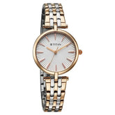 Titan Work Mode Quartz Analog Women's Watch With Silver Dial and Two Tone Stainless Steel Strap,95351KM01