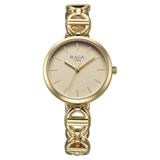 Titan, Women, Analog, Watch, Champagne Dial, Stainless steel Strap, 95353YM01