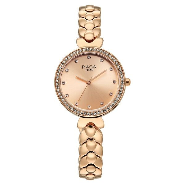 Titan TI-95357WM01 gold dial women watch