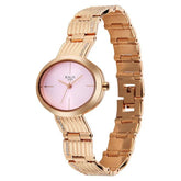 Titan Raga Glimmers Quartz Analog Women's Watch with Pink Dial and Rose Gold Metal Strap, 95362WM01