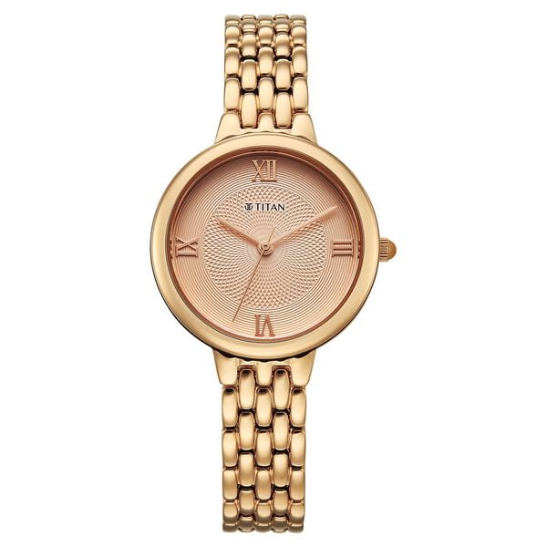 Titan TI-95364WM01 gold dial women watch