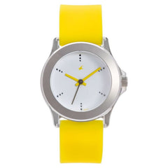 Fastrack, Women’s  Watch Analog, White Dial Yellow Plastic Strap , 9827PP05